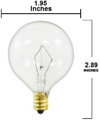 Triangle Bulbs T20625-10 25-watt G165 Decorative Globe E12 Candelabra Base Light Bulbs, Crystal Clear, 10-Pack