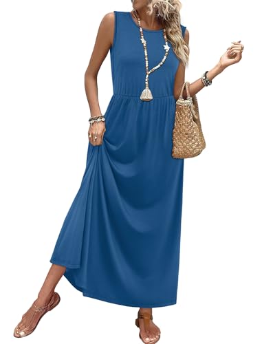 Womens Summer Dresses Sleeveless Loose Maxi Dress Casual Long Dresses