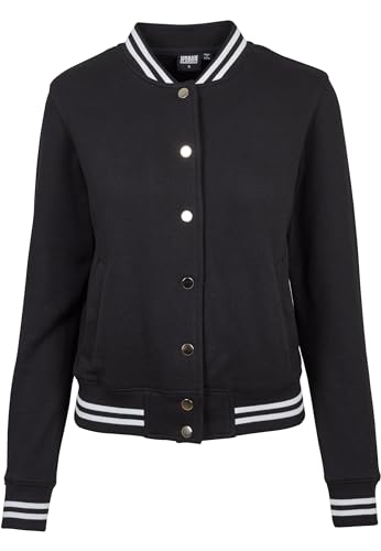 Urban Classics Damen Ladies College Sweat Jacket Sweatjacke,, per pack Schwarz (blk/blk 00017), Medium (Herstellergröße: M)