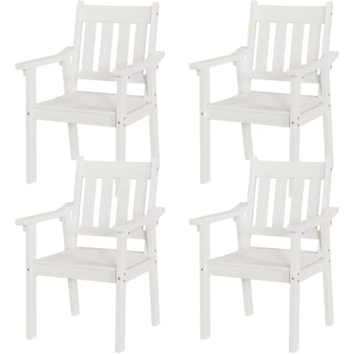 Image of YEFU Patio Dining Chairs Set of 4: All Weather Outdoor Dining Chairs with Wide Curved Seat and Backrest - Outdoor Furniture Plastic for Outside Backyard /Garden /Porch /Deck 350lbs Capacity White
