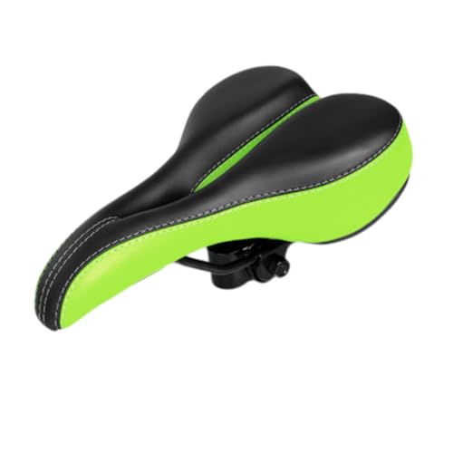 ABOOFAN 自転車用通気性レザーサドル 鏤空デザイン 快適サドルグリーン ロードバイク 折りたたみ対応