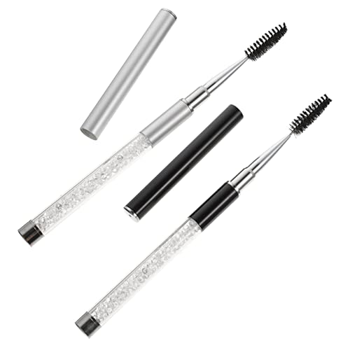 IWOWHERO Ergonomic Eyelash Brush Set 2pcs Travel Size Mascara Brush for Lashes Eyebrow Makeup Applicators