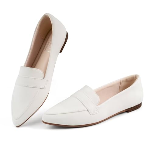 Image of MUSSHOE Loafers for Women Pointed Toe: Dressy Gold Bit Flats, Suede BusinessCasual Slip On Shoes for Office Work,Interview & Teacher