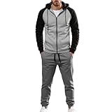 Ensemble décontracté pour homme comprenant une veste à capuche zippée et un pantalon long, idéal pour les occasions quotidiennes et les sorties décontractées