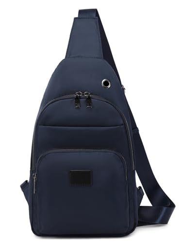 Mochila bandolera reciclada azul oscuro para viaje miniatura 2
