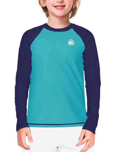 Image of AOBUTE Unisex Kids Rash Guard Long Sleeve SPF 50+ Sun Shirt UV Protection Swim Shirts 3-12 Years