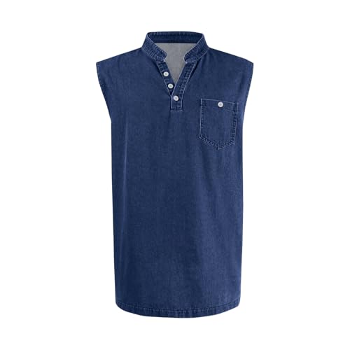 Tank Tops Men Casual Sleeveless V Neck Button Up Beach Shirts Summer Distressed Muscle Relaxed Workout Vintage Tops4