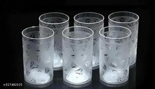 Image of TRISUL 6 pcs Set Dimond Design Transparent Round Shape Glass for Juice and brevrage Purpose usend in Kitchen Restaurant and club6PIS + D + Glass / 113 TR1861
