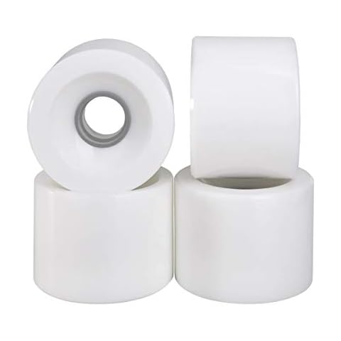 RaceBon 70mm Longboard Skateboard Wheels Hardness 78A Polyurethane Cruising Wheel Free 608 Bearings and Spacers Set of 4 (White) Cover