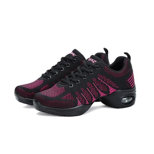 Hixingo Zapatillas de Deporte Jazz para Mujeres, Malla Transpirable Zapatos de Baile Antideslizantes Baile Sneaker Ligeros y Transpirables para Fitness y Entrenamiento de Danza