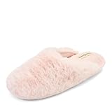 Dearfoams womens Bailey Plush Furry Scuff Slipper, Dusty Pink, M
