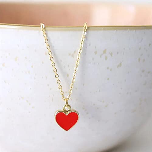 Fuqimanman2020 Sweet Enamel Forever Love Heart Shape Link Bracelet Paperclip Chain Stainless Steel Necklace for Mom Wife Lover Valentine's Day Preppy Jewelry4
