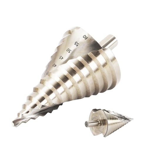 6-60mm HSS Stufenbohrer Konusbohrer Stufenbohrer Metall Kegelbohrer Lochbohrer Spiralnut Schälbohrer für Eisenplatte PVC-Platte Dämmplatte