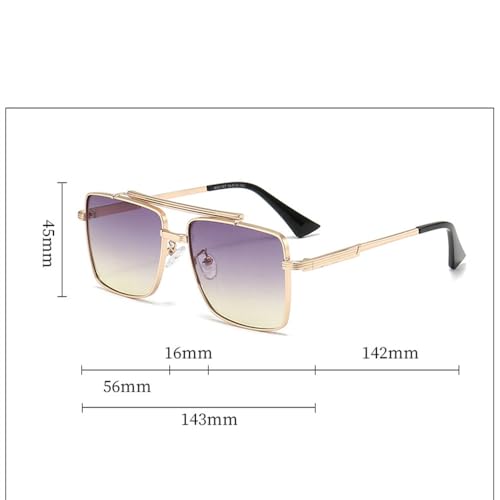 Lunettes de soleil carrées monture métal dégradé rétro finition premium