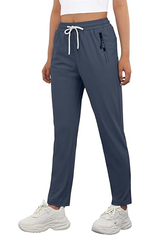Plus Size Lightweight Breathable Hiking Pants for Women Over 50 with Zipper Pockets Ladies Stretch Active Quick Dry Travel Pant Camping Workout Fishing Trousers Seniors Comfy Fit Navy Blue, 2XL