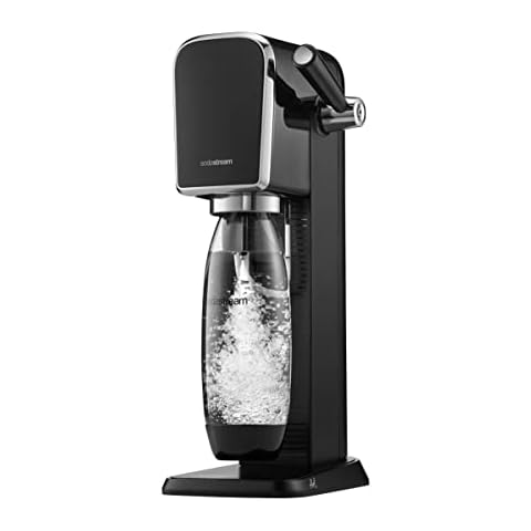 SodaStream Art Sparkling Water Maker Machine, with 1 Litre Reusable BPA-Free Water Bottle for Carbonating & 60 Litre Quick Connect CO2 Gas Cylinder, Retro Design - Black Cover