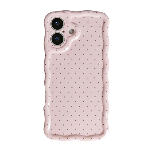 xoniery for iPhone 17 Case Cute Wavy Girly Polka Dot Aesthetic Design,Soft TPU Shockproof Full Camera Protective,Simple Slim Case for Women Girls-Pink