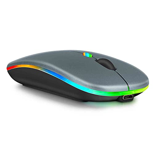 Image of UrbanX Bluetooth Rechargeable Mouse for Lenovo ThinkPad E15 Gen 2 Laptop Bluetooth Wireless Mouse Designed for Laptop /PC /Mac /pro /Computer /Tablet /Android RGB LED Titanium