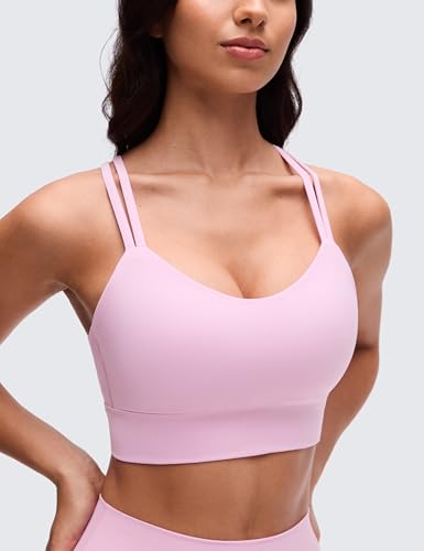 Image of CRZ YOGA Softness Mold Butterluxe Sports Bras | Molded Cup, Light Support, Yoga, Extremely Soft, Longline, Strappy Back, Scoop Neck, for Women