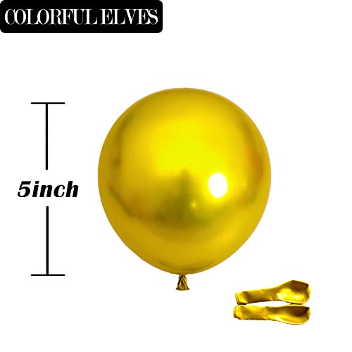 Image of 100pcs 5 inch Metallic Gold Balloons Small Mini Chrome Helium Shiny Gold Balloon for Party Decorations