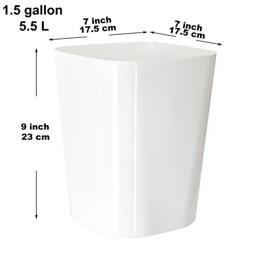 Youngever 2 Pack 5.5L Square Trash Can, Plastic Garbage Container Bin, Small Trash Bin for Home Office Living Room - Image 2