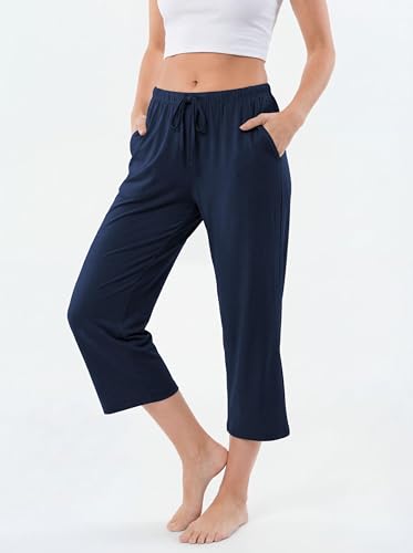 Image of Sexy Basics Women's Capri Lounge Pants | Stretch Comfort Soft Bottoms | Drawstring & Pockets | Multi Packs & Colors