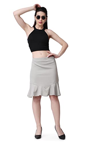 Image of POPWINGS Casual Twill Frill Knee Length Pencil Skirt for Women || Stylish Summer Skirt for Women || Knee-Length Skirt for Women || Semi-Formal Women Skirt