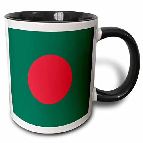 3dRose Flag of Bangladesh - Bangladeshi green with red dot circle - sun rising over Bengal - Asian world - Two Tone Black Mug, 11oz