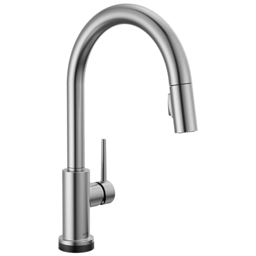 Delta Faucet Trinsic VoiceIQ Touch Kitchen Faucet with Touchless Technology, Brushed Nickel Kitchen Faucet, Smart Faucet, Alexa and Google Assistant Voice Activated, Arctic Stainless 9159TLV-AR-DST