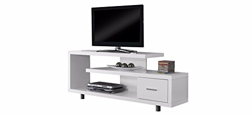 Image of APRODZ Solid Wood Albi TV Unit with 1 Drawer & Shelf Storage Entertainment Unit Center Console TV Table for Living Room Furniture (White Finish)