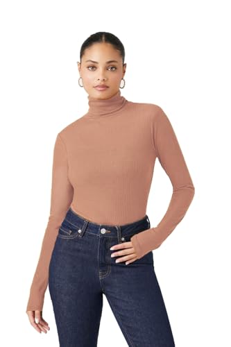 Image of Emmalise Womens Turtleneck Top Long Sleeves Fitted Ribbed Top