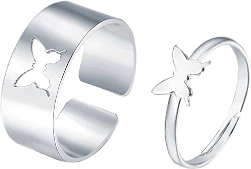 AJS Stunning Valentine Gift Proposal Silver Butterfly Couple Ring for Women and Men (B0BSS13FTM) Amazon Price History, Amazon Price Tracker