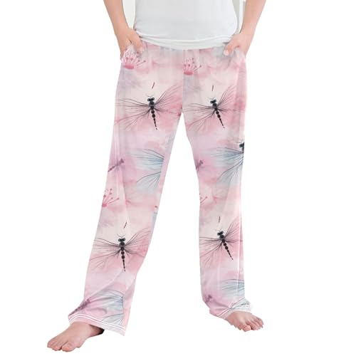 Dragonfly Long Pajama Pants Elastic Waist PJ Bottoms with Pockets S A111984