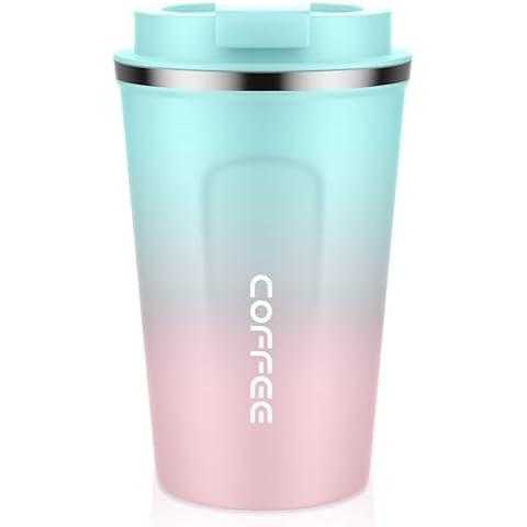 MOMSIV Coffee Cup, 380ml Vacuum Reusable Leakproof Double Wall Coffee Cup Cover