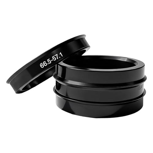 4 piezas Anillos Centradores 66,6 a 57,1 mm de Plástico, Aros Centradores Universales para Llantas, Compatibles con VW Mercedes Audi Seat Skoda, Reducción de Vibraciones e Instalación Fácil, Negro