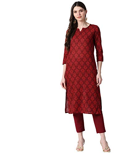 Image of Vaamsi Women's Poly Crepe a-line Kurta (VPK1583 S Multicoloured Small)