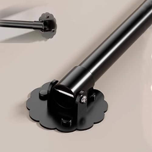 Closet Rod Angled Wall Clothes Rod Bracket, Adjusrable Length Metal Closet Pole Holder for Wardrobe, Round Extender Curtains Pole, Garment Tube Rail(Balck,190-255cm(74.8