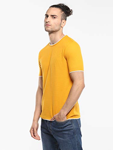 Image of Alan Jones Clothing Men's 100% Cotton Regular Fit Double Collar Round Neck T-Shirt