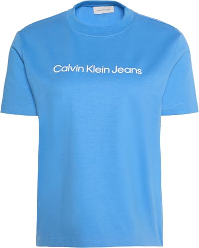 Calvin Klein Women's A- Inst. Logo Classic Tee Ss Lv047C912G Graphic Tees, Blue (Marina), XS 6