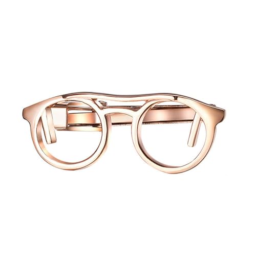 Yoursfs Skinny Glasses Tie Clip For Men Cool Rose Gold Plated Tie Clip Special Shape Tie Bar Mens Fashion Jewerly