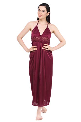 Image of Fasense Women's Satin Maxi Casual Regular Nightgown