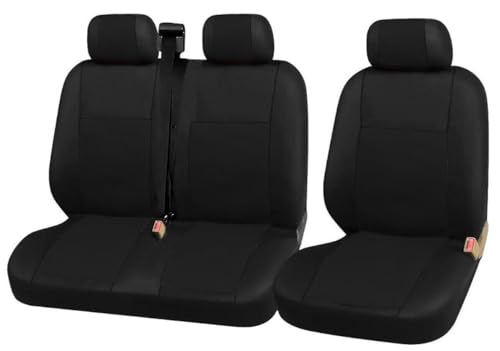 Couvre-sièges utilitaire 2+1 anti-taches en tissu rembourré noir pour fourgon