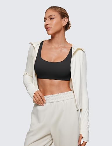 CRZ YOGA Softhold Women's Double Lined U Back Bralettes - Scoop Neck Unlined T-Shirt Everyday Bras Smooth Wireless Cami3