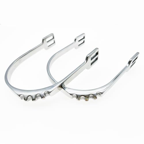 QualiTime Stainless Steel English Bumper Spurs, Equestrian Spurs for Men, 1 Pair, Silver