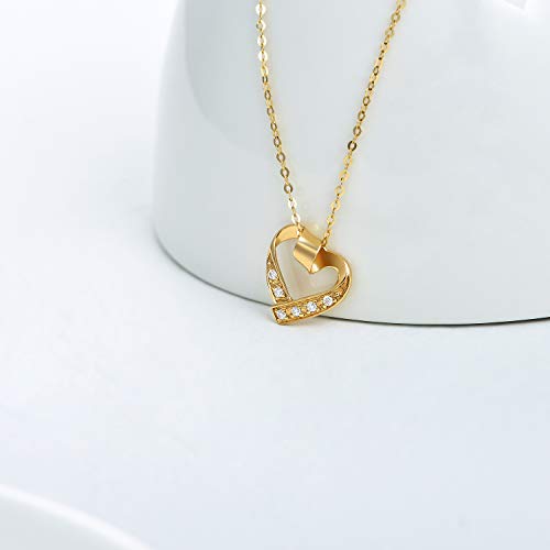 14K Gold Heart Necklaces for Women Moissanite Heart Pendant Necklace Love Jewelry for Wife Daughter Mother, 16''-18''3
