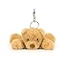 Jellycat Smudge Bear Bag Charm, 3 inches - Teddy Bear Plush Keychain - Great Gift Idea