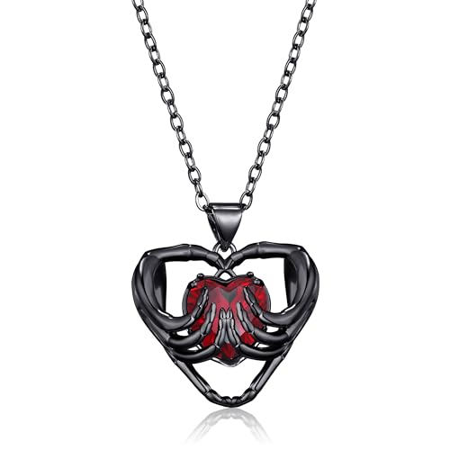 Snake/Anatomical Heart/Skeleton Hand Pendant Necklace Gothic Red Heart Necklaces for Women Men