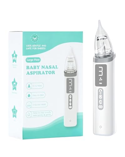 Electric Nasal Aspirator for Baby,Baby Nose Sucker,Snot Sucker for Toddlers,for Relieving Nasal Congestion,Nose Cleaner with 3 Silicone Tips,Adjustable Suction Level,Music and Light Soothing Function