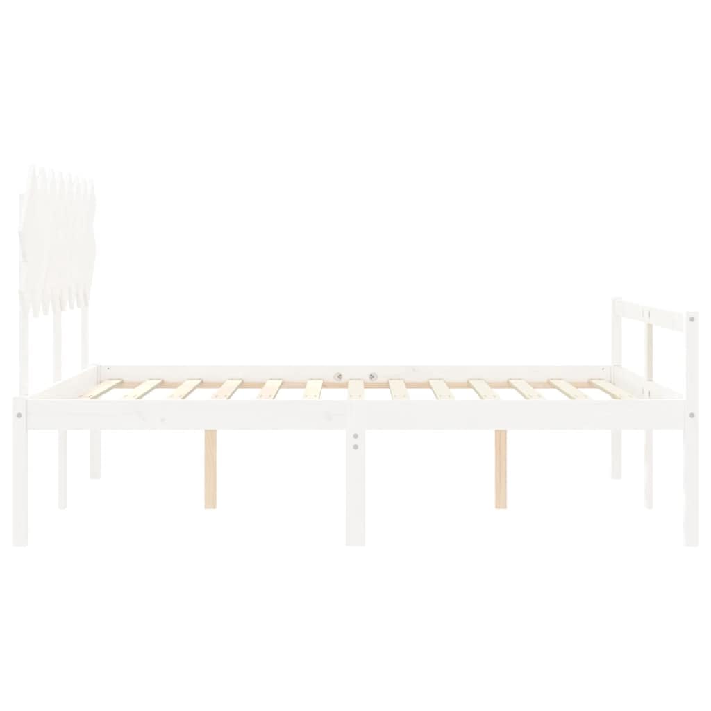 Seniorenbett 160x200 cm Weiß Massivholz Kiefer mit Kopfteil robuster Lattenrost Stauraum Schlafzimmer Möbel seniorengerecht Plattformbett