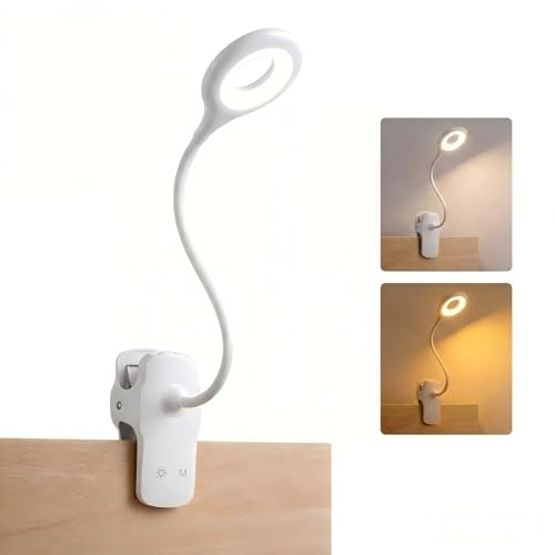 Reading Light, 28 LEDs Rechargeable Clip on Lamp, 3 Color x 3 Brightness Clip On Light for Bed Headboard with Safety Switch, Eye Protection Book Light for Reading in Bed, Touch Control Table Desk Lamp